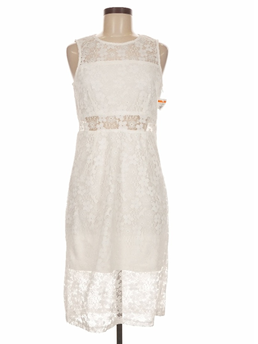 NSR Sleeveless Floral Lace Cocktail Midi Dress Off-White Medium NWT